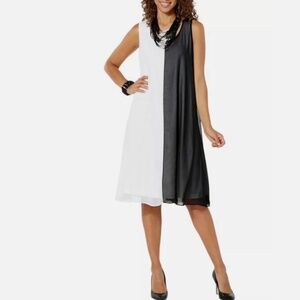 Wynne Layers Colorblocked Chiffon Double Layer Maxi Dress Cloud/Black, Medium